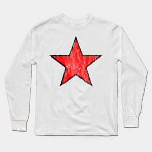 Distressed Black and Red Star Long Sleeve T-Shirt